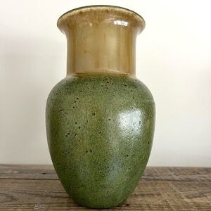 Speckled Green and Gold Art Glass Vase
